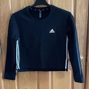 Adidas Black and White Crew Neck Crop Sweatshirt